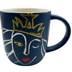 Starbucks Anniversary Blue Crown Wink Siren Etched Ceramic Handle Mug 14oz 2016